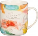 Mug: Great Is Thy Faithfulness (White Floral, 14 oz)