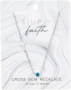 Necklace: Cross & Gem (Aquamarine, 18 Inch)