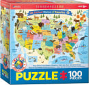 Puzzle: Illustrated Map of the United States of America (100 PC)