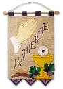 First Communion Banner Kit  9 in. x 12 in.  Praying Hands (Royal Purple accents)