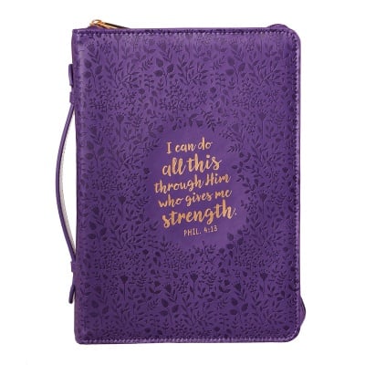 Phil. 4:13 Large Bible Cover (Purple)