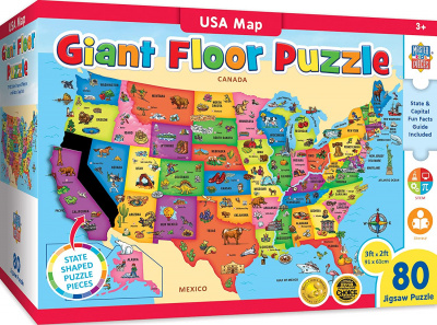 Puzzle: USA Map (Shaped, 80 PC)