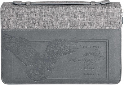 Bible Cover: Eagles Wings (Gray, Large)