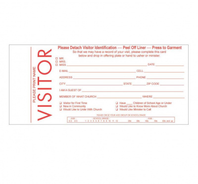 Visitor's Card with Name Tag (100)