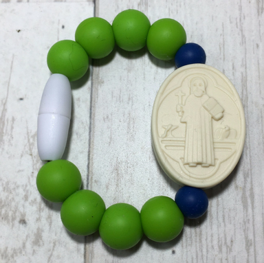 Green and Navy St. Benedict Bracelet (Size 1)