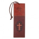 Brown Faux Leather Bookmark - John 3:16