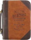 Bible Cover: Be Strong & Courageous (Brown, Large)