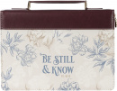 Bible Cover: Be Still And Know (Tan Floral, Large)