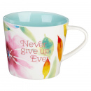 Mug: Never Give Up (Pink Daisies)
