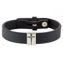 Leather Cuff Bracelet: Cross of Nails (Black)