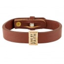 Leather Cuff Bracelet: Live By Faith (Brown)