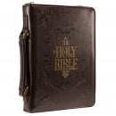 Brown Embossed "Holy Bible" Bible Cover (Large)