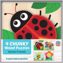 4 Pack Chunky Wood Puzzles: Garden