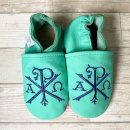 Emmaus Crib Shoes: Turquoise (6-12 mos)