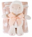 Snuggle Fleece Crib Blanket and Plush Toy Set (Pink Lamb)