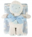 Snuggle Fleece Crib Blanket and Plush Toy Set (Blue Lamb)