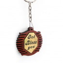 God Bless You Wooden Key Chain