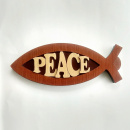 Peace Fish Shaped Wood Plaque