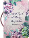 Bible Cover: With God All Things (Pink Floral, XL)