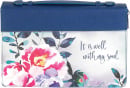Bible Cover: It Is Well (Blue Floral, X-Large)