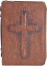 Bible Cover: Vintage Cross (Brown, XL)