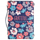 Bible Cover: Grateful (Blue Floral, X-Large)