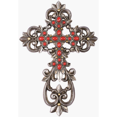 Red Stone Wall Cross (12in.)