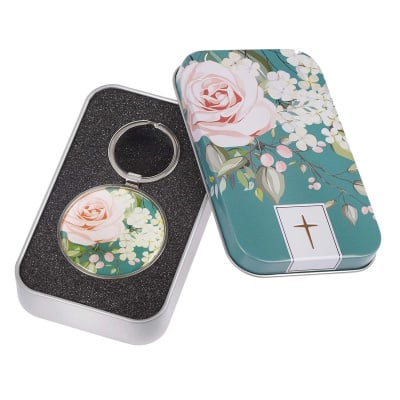 That My Joy May Be In You: Floral Keyring in Tin