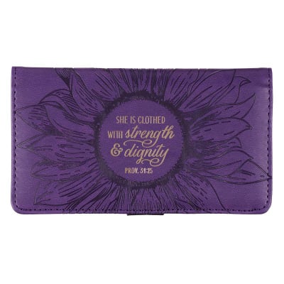 Strength and Dignity Purple Faux Leather Checkbook Cover