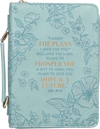 Bible Cover: I Know The Plans I Have for You (Teal, Medium)