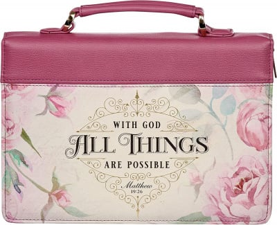 Bible Cover: All Things are Possible (Rose, Large)