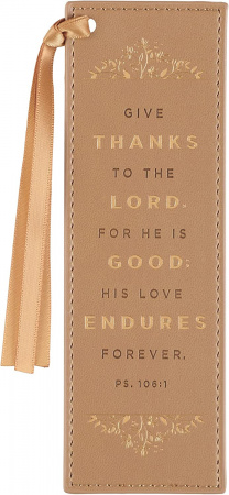 Bookmark: Give Thanks Psalm 106:1 (Faux Leather)