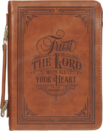 Bible Cover: Trust In The Lord (Brown, X-Large)