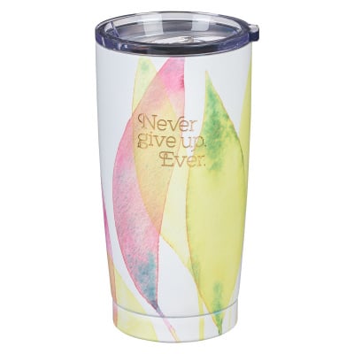 Travel Mug: Never Give Up (Citrus Leaves, Stainless Steel)