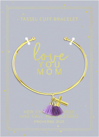 Bracelet: Love You Mom (Carded, Tassel Cuff)
