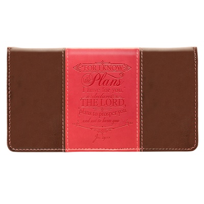 For I Know the Plans Checkbook Cover, Brown and Pink