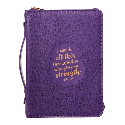 Phil. 4:13 Large Bible Cover (Purple)