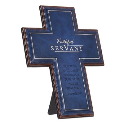Faithful Servant Cross (Blue LuxLeather)
