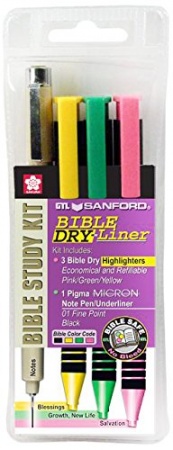 Bible Dry-Liner (3 Highlighters & 1 Pigma Micron Underliner)