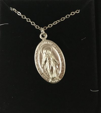 18" Silver Plated Miraculous Medal Necklace