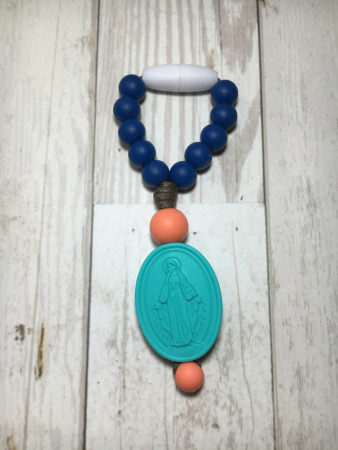 Navy and Coral Miraculous Medal Mini Decade