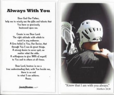 Lacrosse Prayer Card