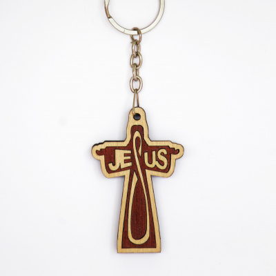 Jesus Wooden Cross Key Chain