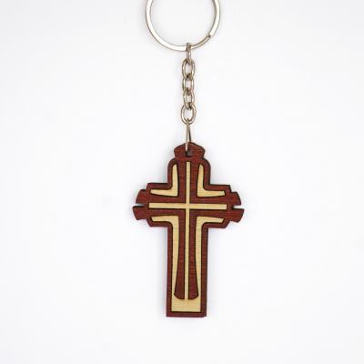 Modern Cross Wooden Key Chain