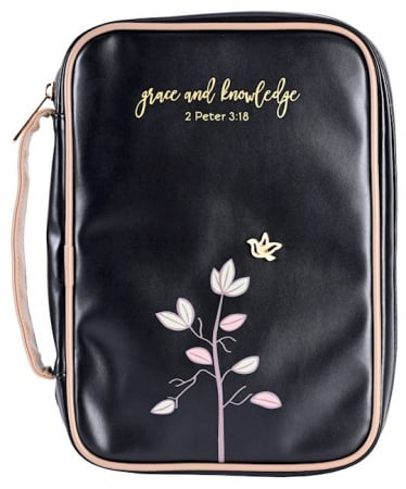 Bible Cover: Grace and Knowledge (Black, XL)