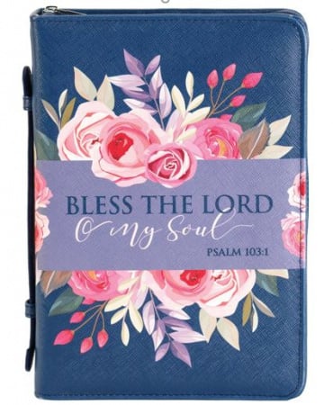 Bible Cover: Bless the Lord (Navy, X-Large)
