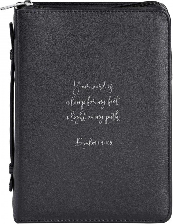 Bible Cover: Your Word Is A Lamp (Black, XL)