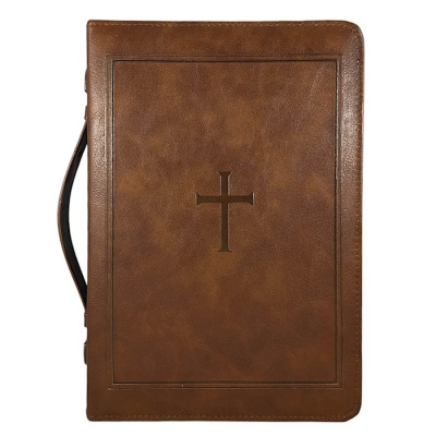 Bible Cover: Classic Cross (Brown, XL)