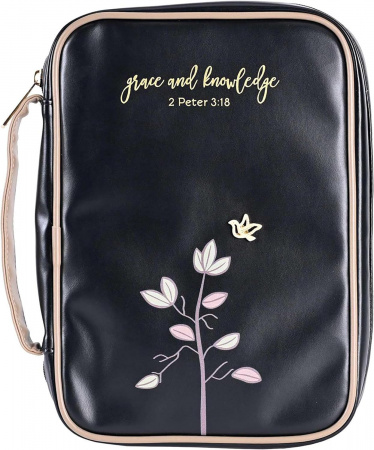 Bible Cover: Grace & Knowledge (Black, Large)