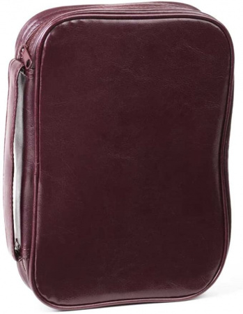 Burgundy Leatherette Bible Cover Case with Handle (XXL)